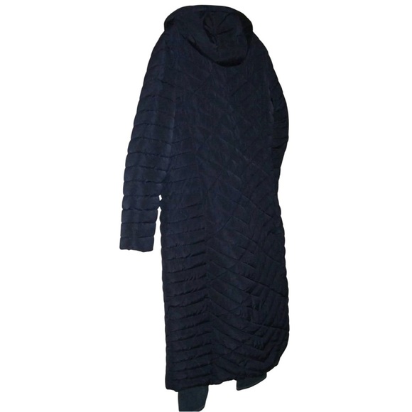 Elora Coat Puffer Long Full Length Warm Ski Winter Vacation Navy Blue Heavy Hood - Picture 8 of 16